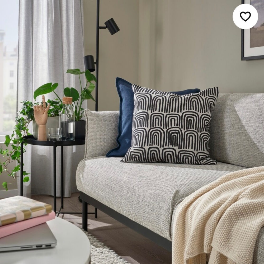 IKEA VINTERTIBAST Cushion Cover, Black/Gray, 20”x20” (805.542.23) NEW